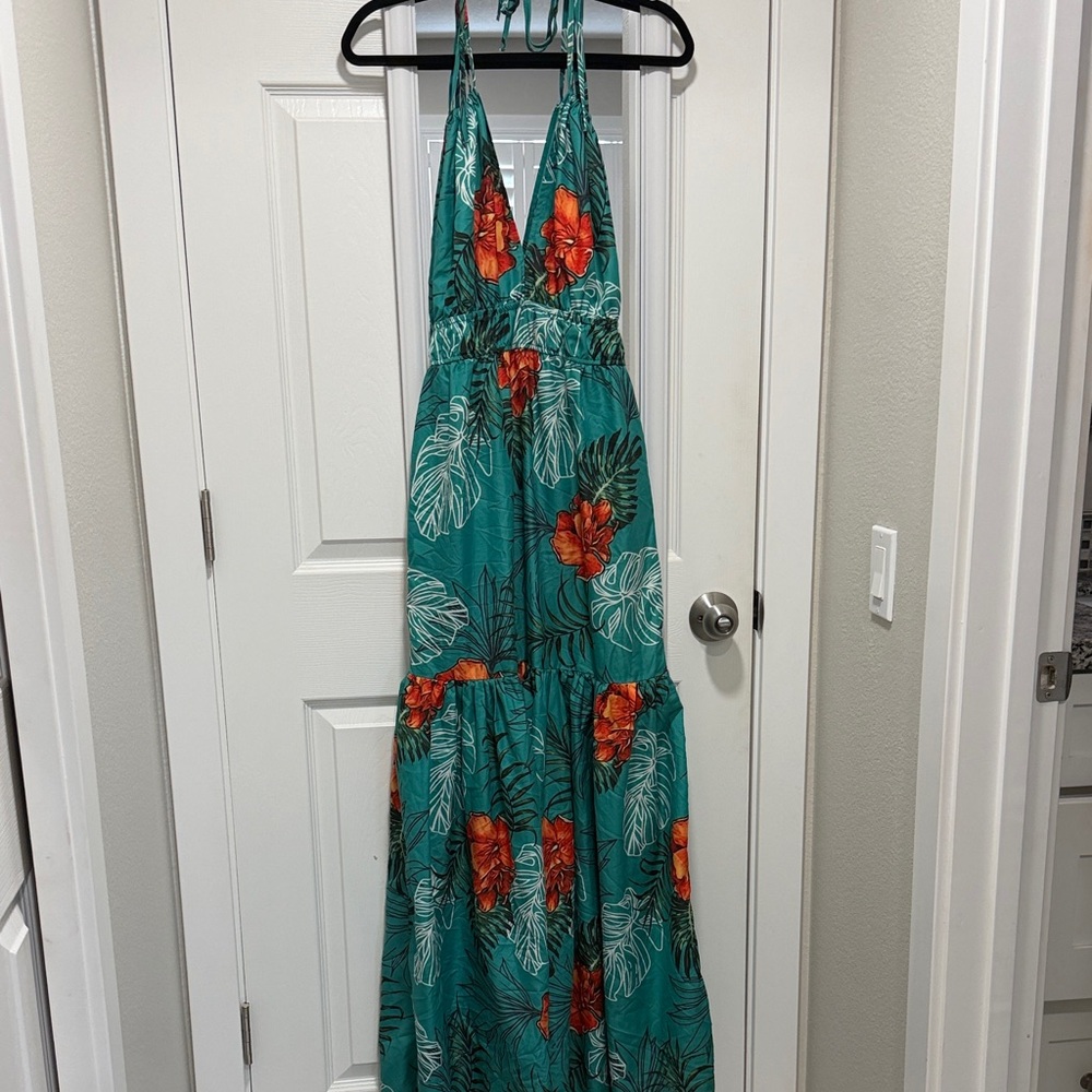 Tropical Halter Maxi Dress